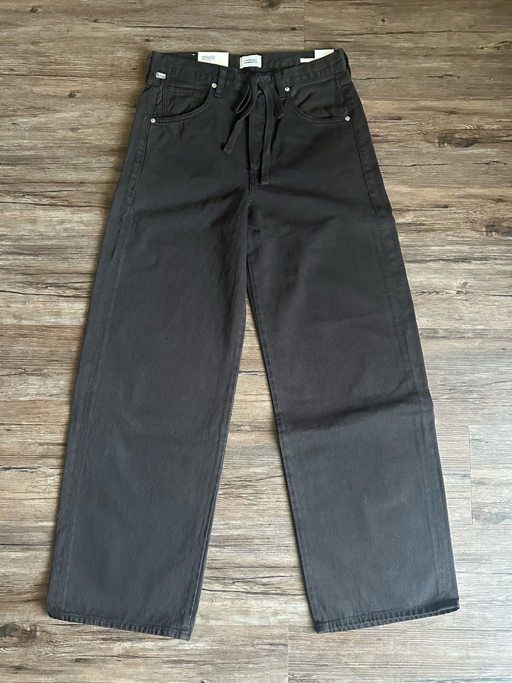 NWT Citizens of Humanity Brynn Drawstring Denim Trouser in Carob, Dark Brown, 26 - Picture 3 of 8